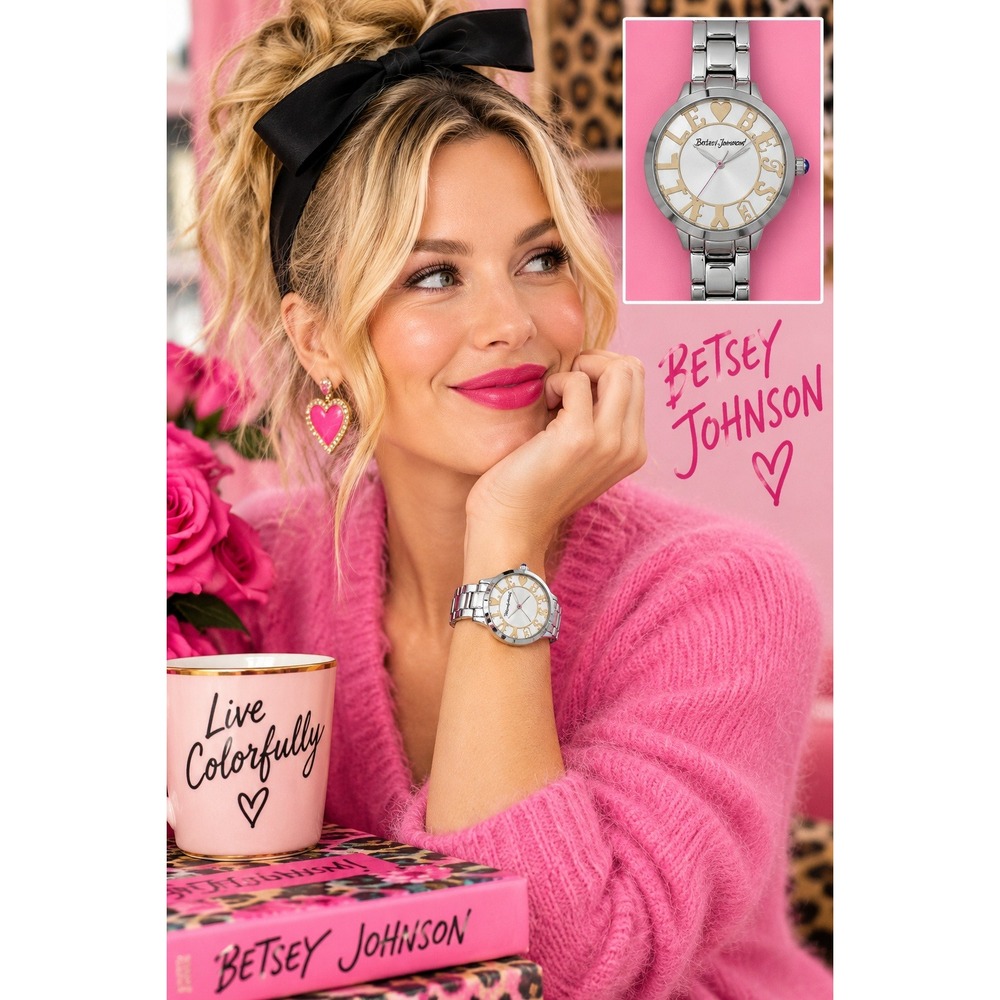 Betseyville Betsey Johnson Y2K Silver‎ Tone Heart Cutout Letter Link Watch